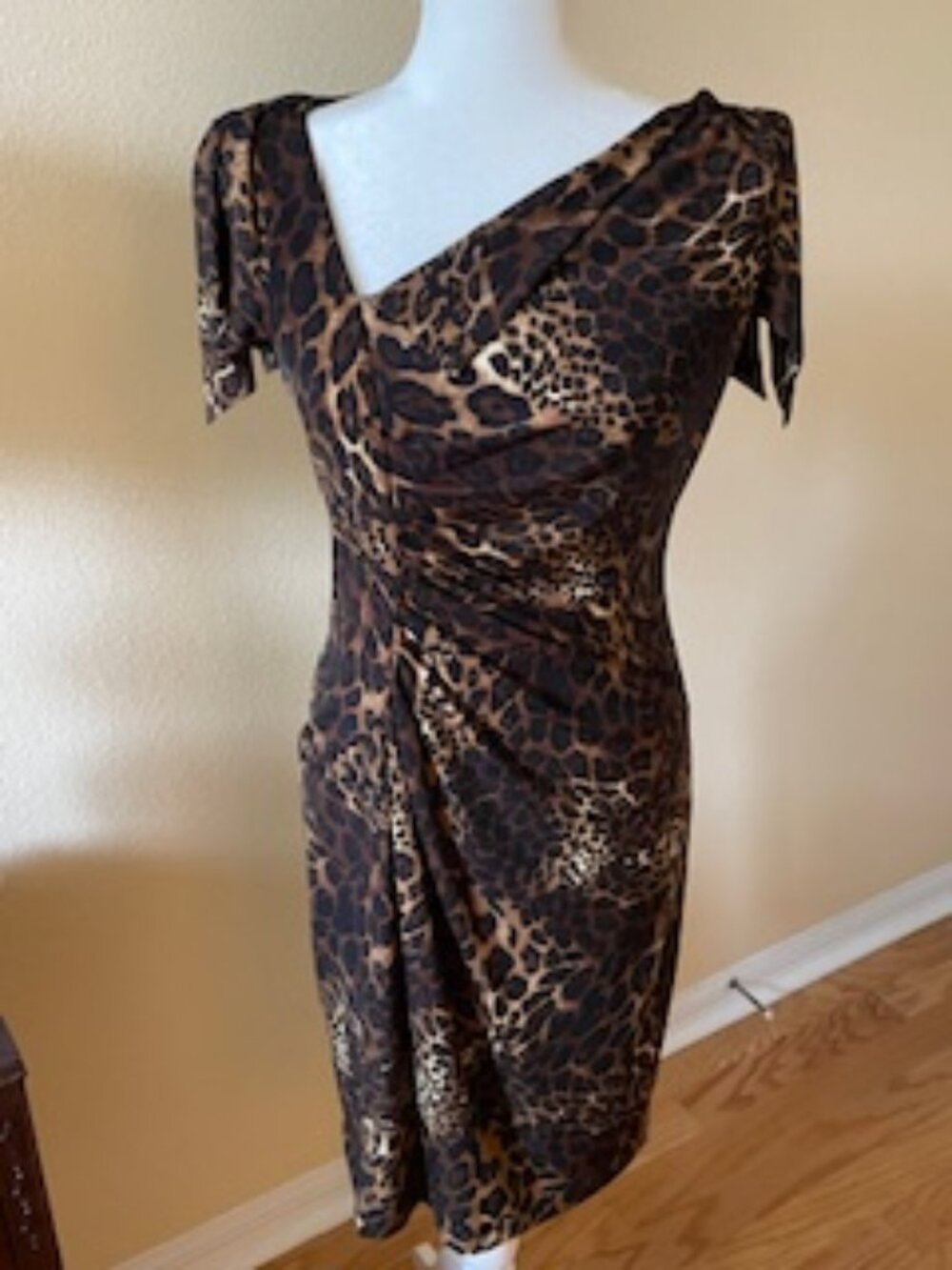 David Meister Animal Print Split Sleeve Dress